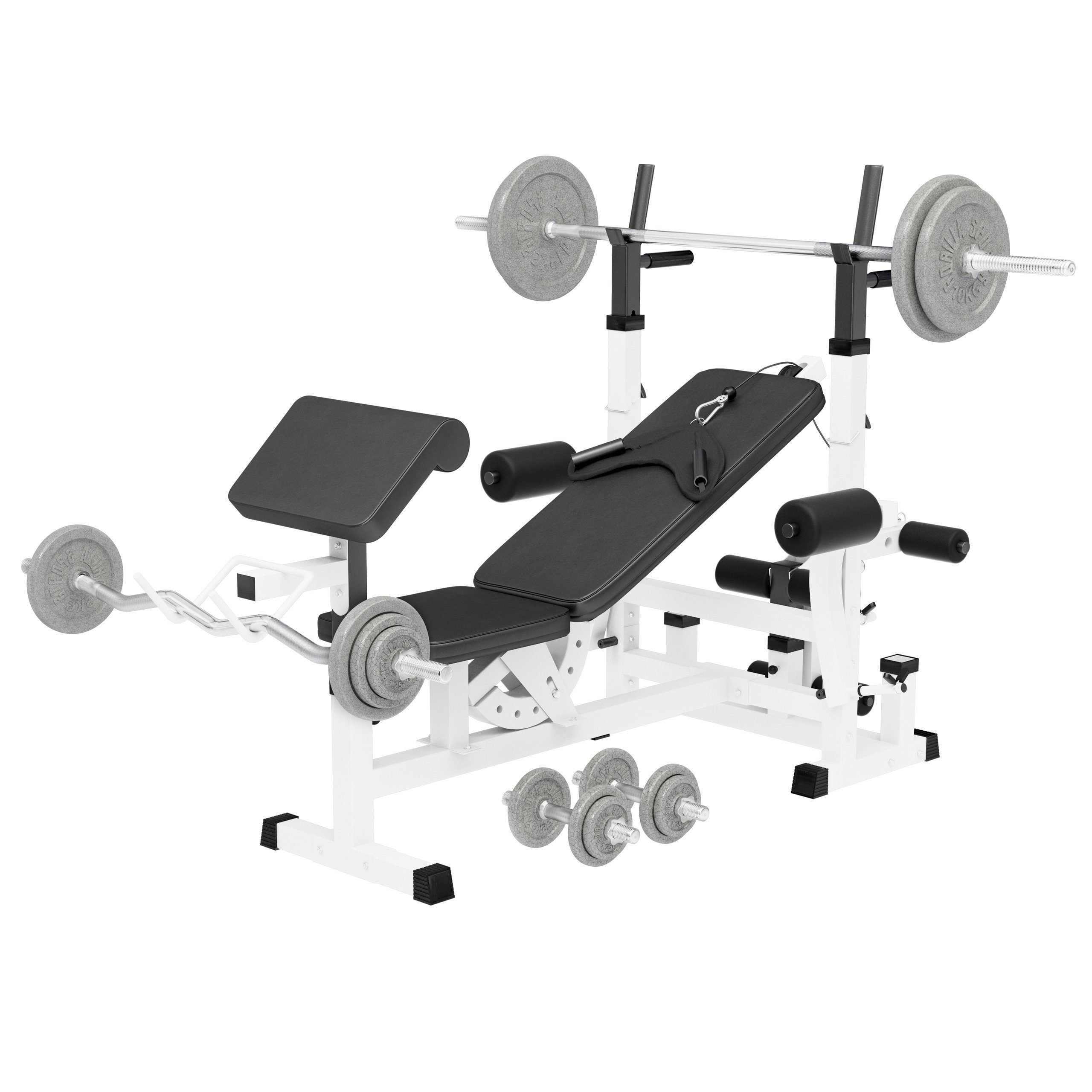 GORILLA SPORTS Kraftstation Multifunktion Hantelbank, inkl. Hantelset mit 108 kg Gewichten