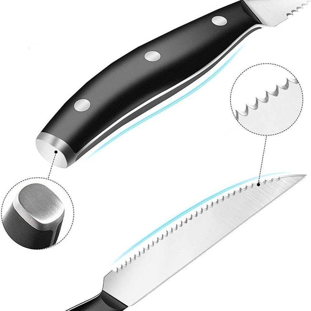 Coisini Steakmesser Edelstahl Pizzamesser Steakbesteck Set Fein Gezahnte (2 Stück)
