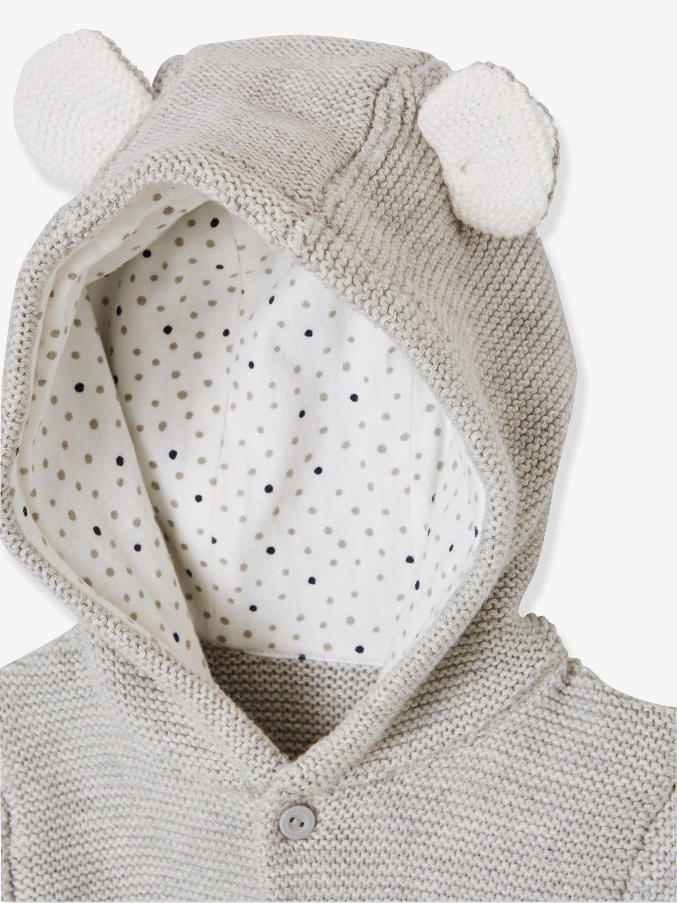 Ensemble naissance 3 pièces point mousse gris clair