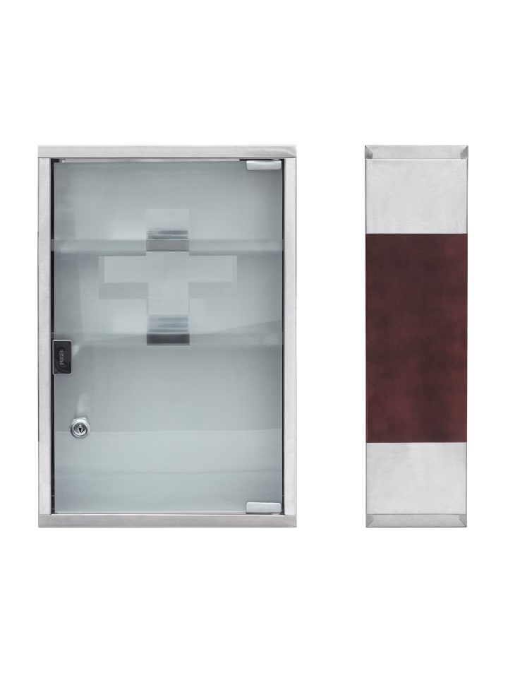 relaxdays Medizinschrank in Silber/Braun - (B)30 x (H)45 x (T)12 cm günstig kaufen onesize