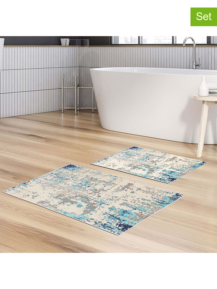 Elizabed 2er-Set: Badematten in Beige/ Türkis günstig kaufen onesize