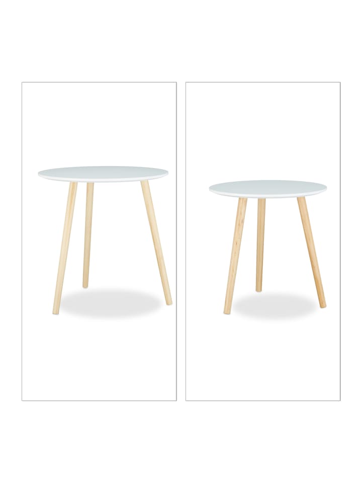 relaxdays 2x Beistelltisch in Weiß günstig kaufen onesize