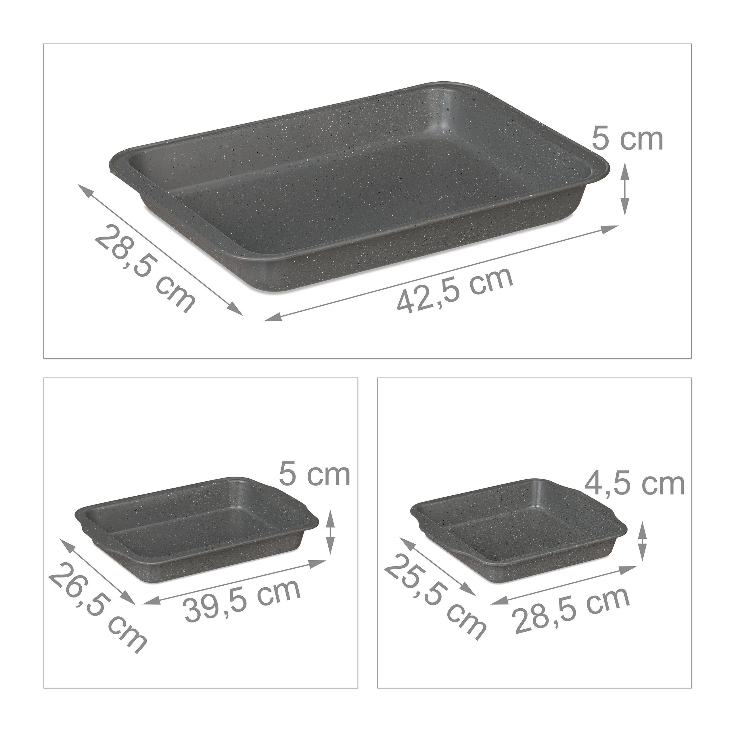 relaxdays Auflaufform Auflaufform 3er Set, Stahl