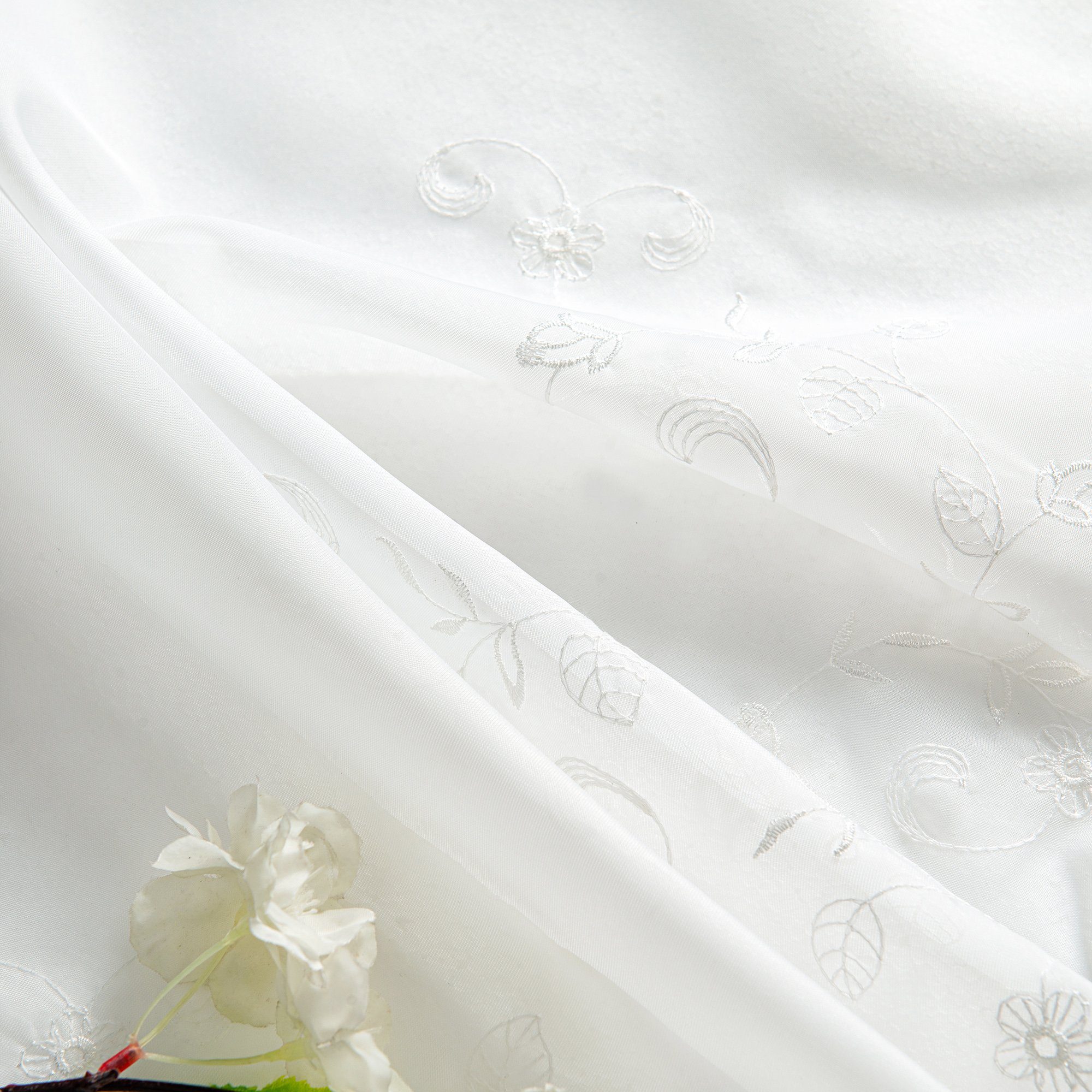 Scheibengardine, Delien, Voile Kurzstore Stickerei Durchzuglöcher Küche Tür