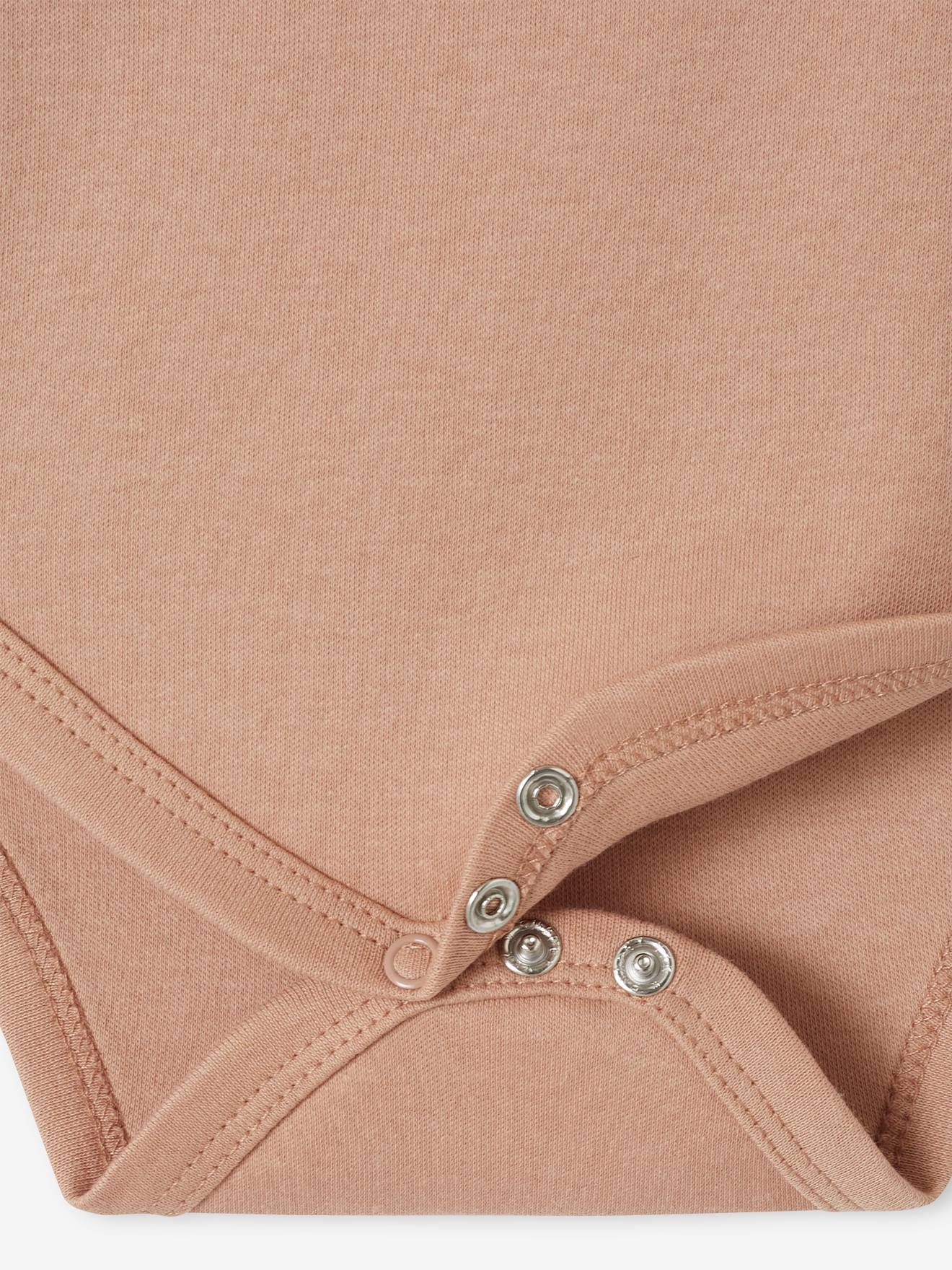 Lot de 5 bodies manches longues bébé ouverture naissance rose poudré