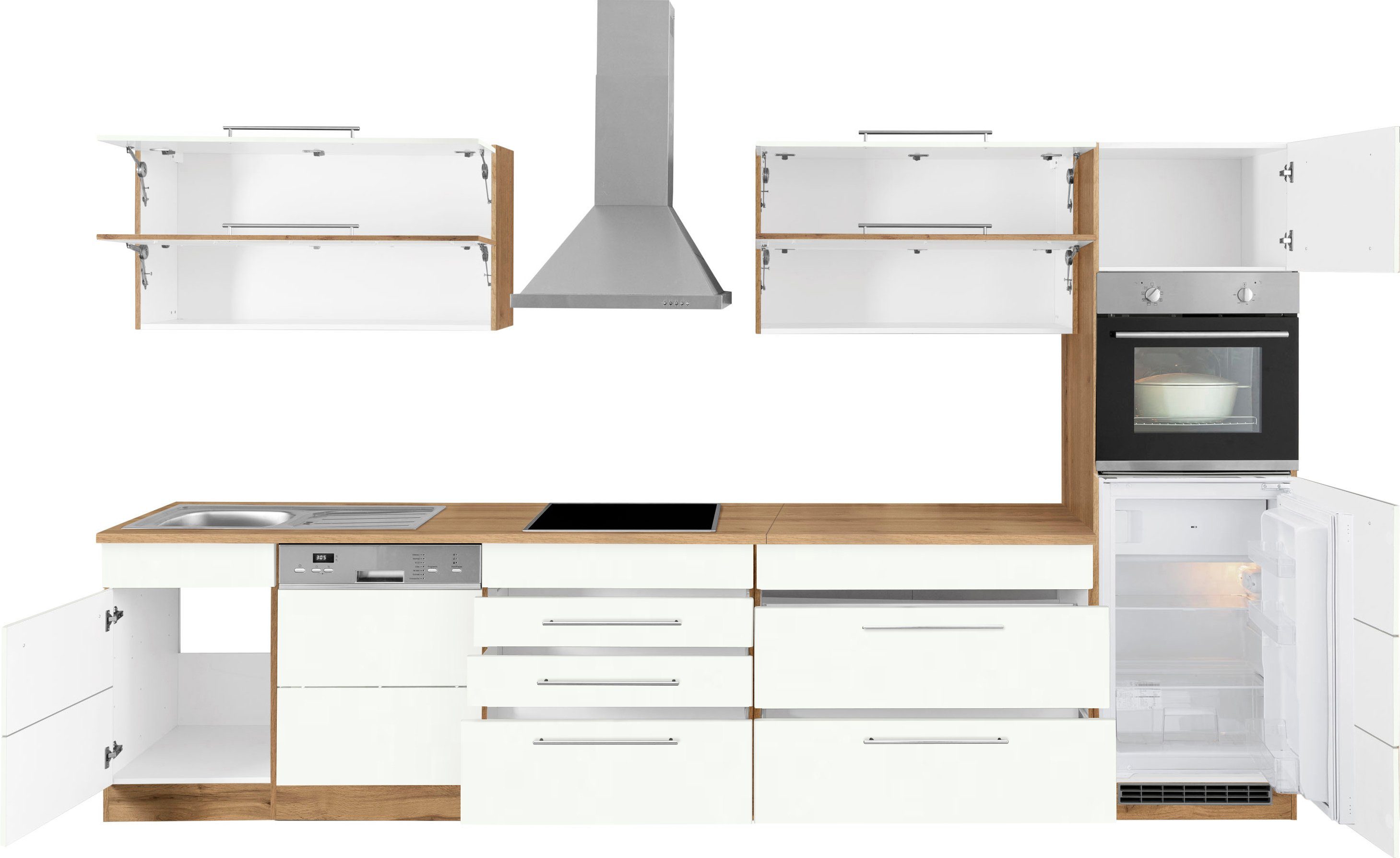 HELD MÖBEL Küchenzeile Wien, Breite 350 cm, wahlweise mit E-Geräten und Induktion