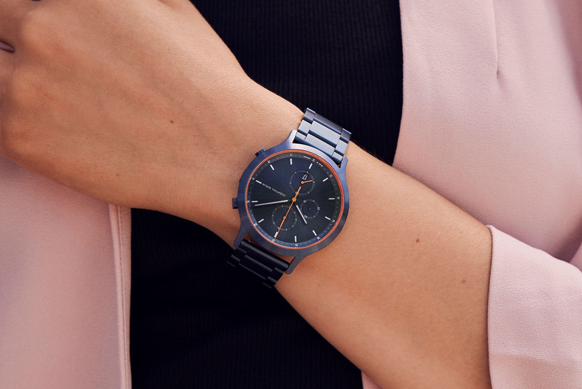 Lilienthal Berlin Chronograph Chronograph Blue Orange - Edelstahl Blau