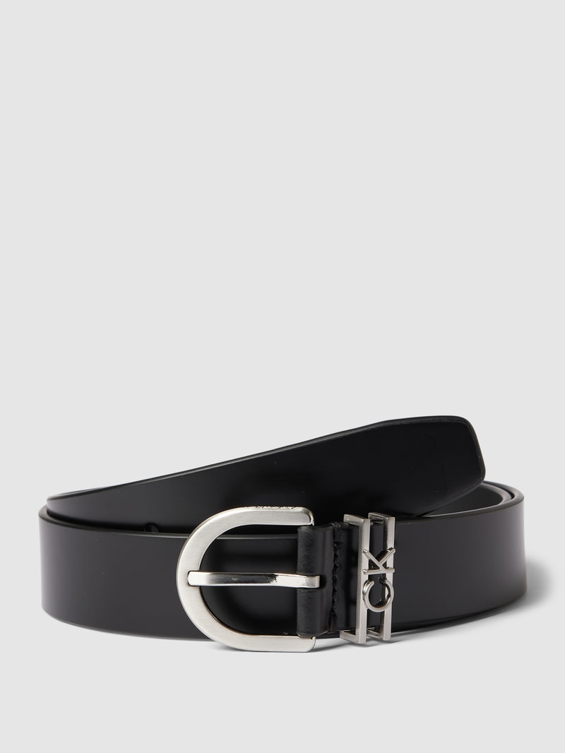 Ledergürtel mit Label-Details in schwarz