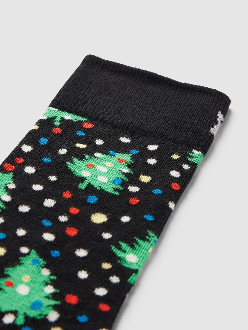 Socken mit Motiv-Print Modell 'CHRISTMAS NIGHT' in schwarz