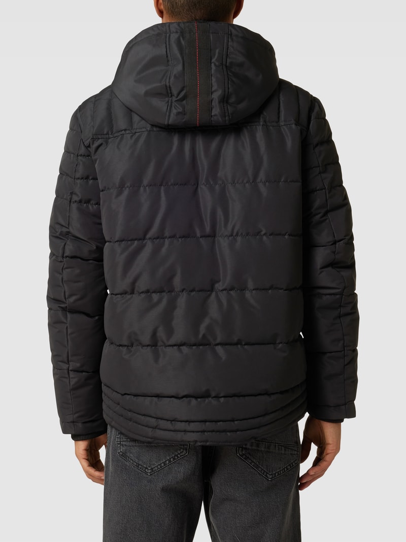 Steppjacke mit abnehmbarer Kapuze in schwarz