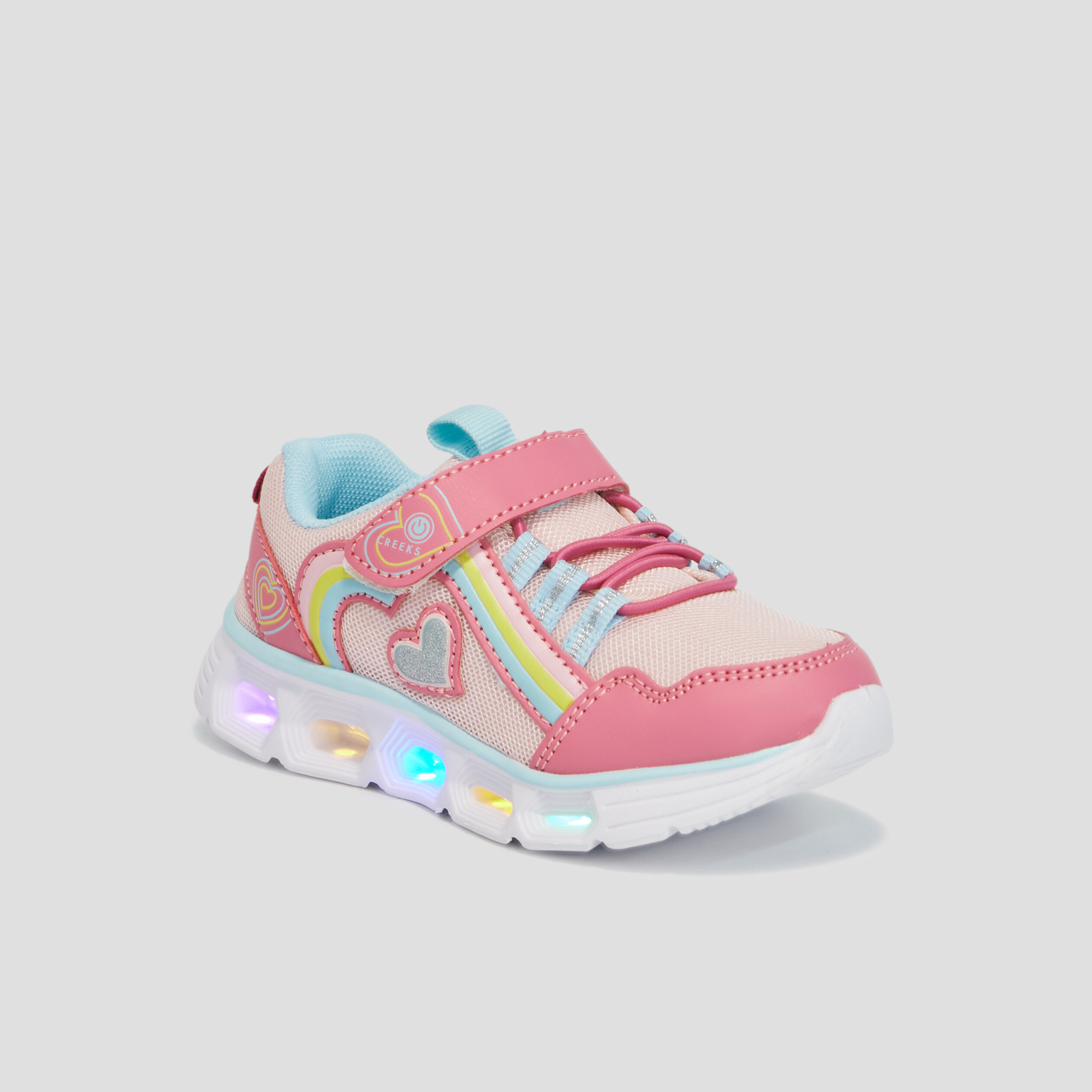 Baskets running semelle lumineuse Creeks rose fille | La Halle