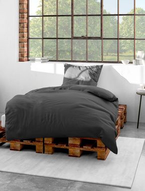 Bettwäsche Elegant uni, BIERBAUM, Mako-Satin, 2 teilig, Mako-Satin, 100 % Baumwolle, Uni, pflegeleicht