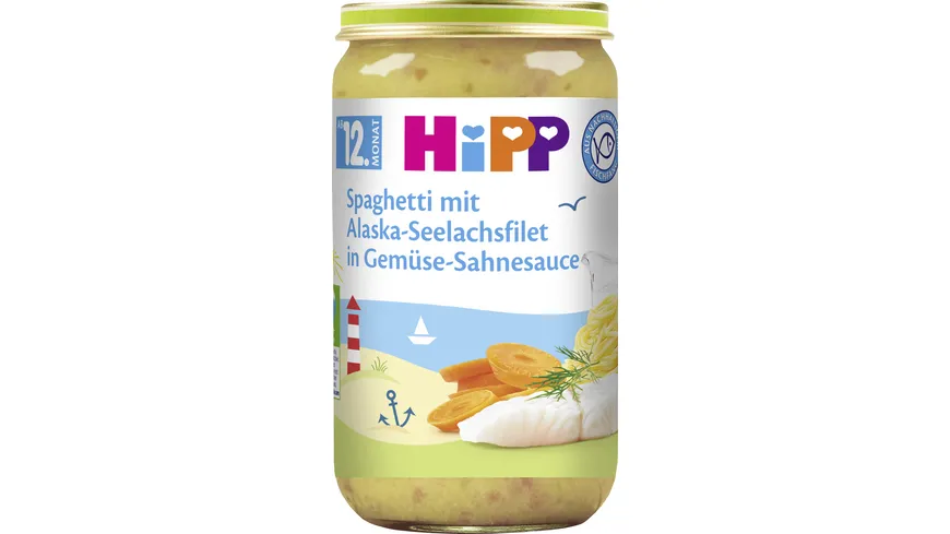 HiPP Menüs 250g: Spaghetti mit Alaska-Seelachsfilet in Gemüse-Sahnesauce 250 g