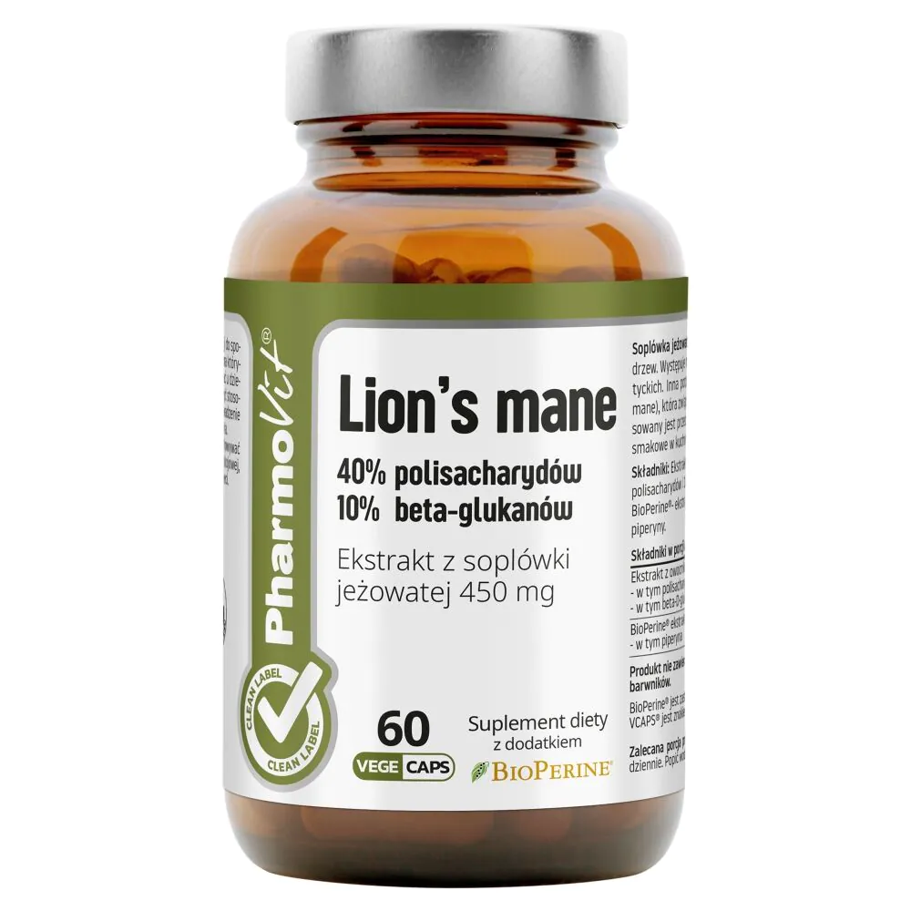 „PharmoVit Clean Label“ liūto karčių ekstrakto 450 mg kapsulės
