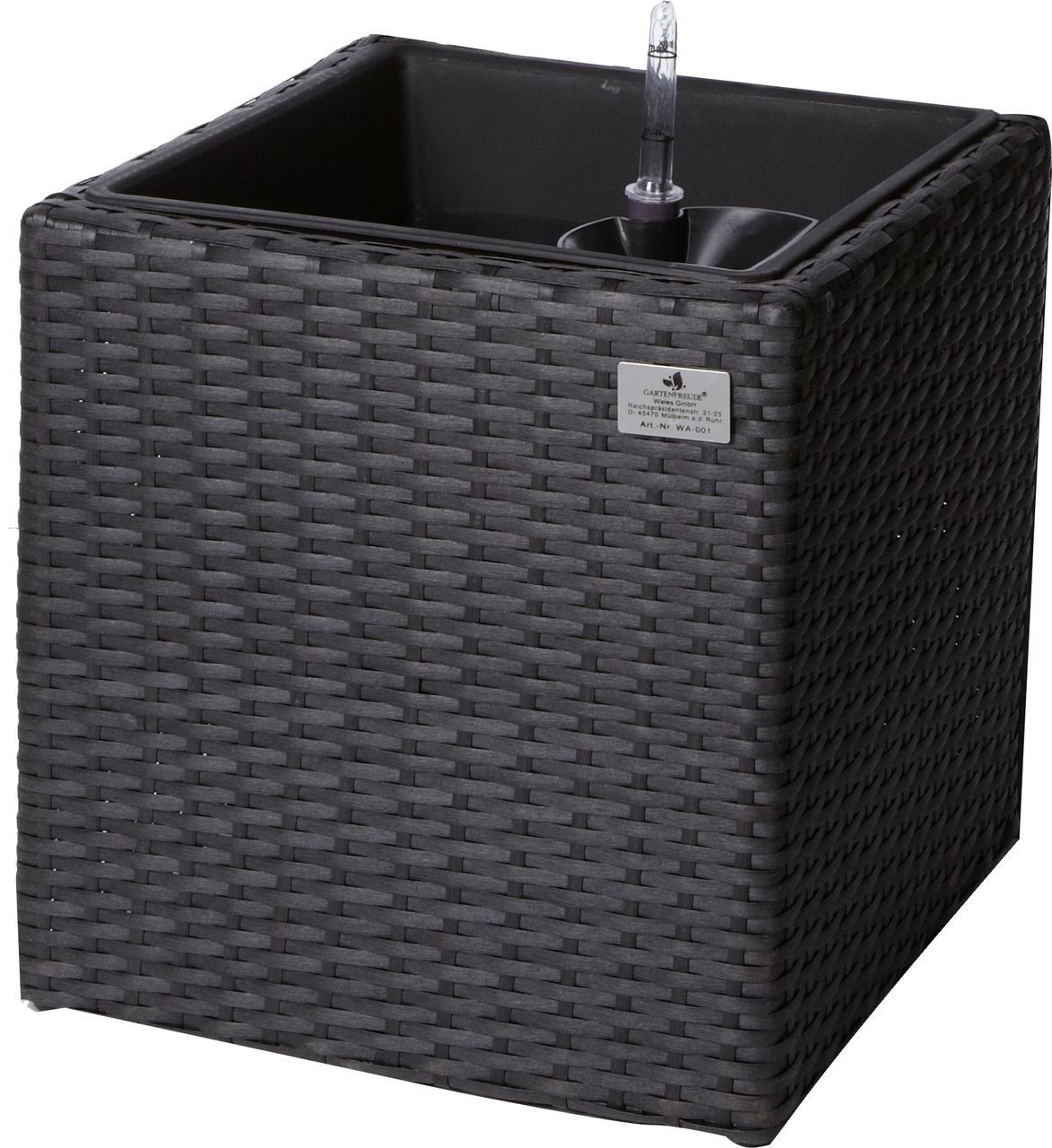 Weles Pflanzkübel Polyratten 36 x 36 x 36 cm, für Innen und Außen, Bewässerungssystem, anthrazit