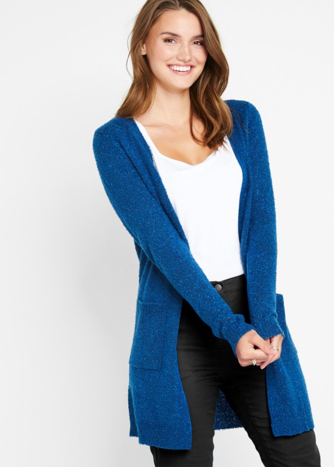 Boucle-Longstrickjacke