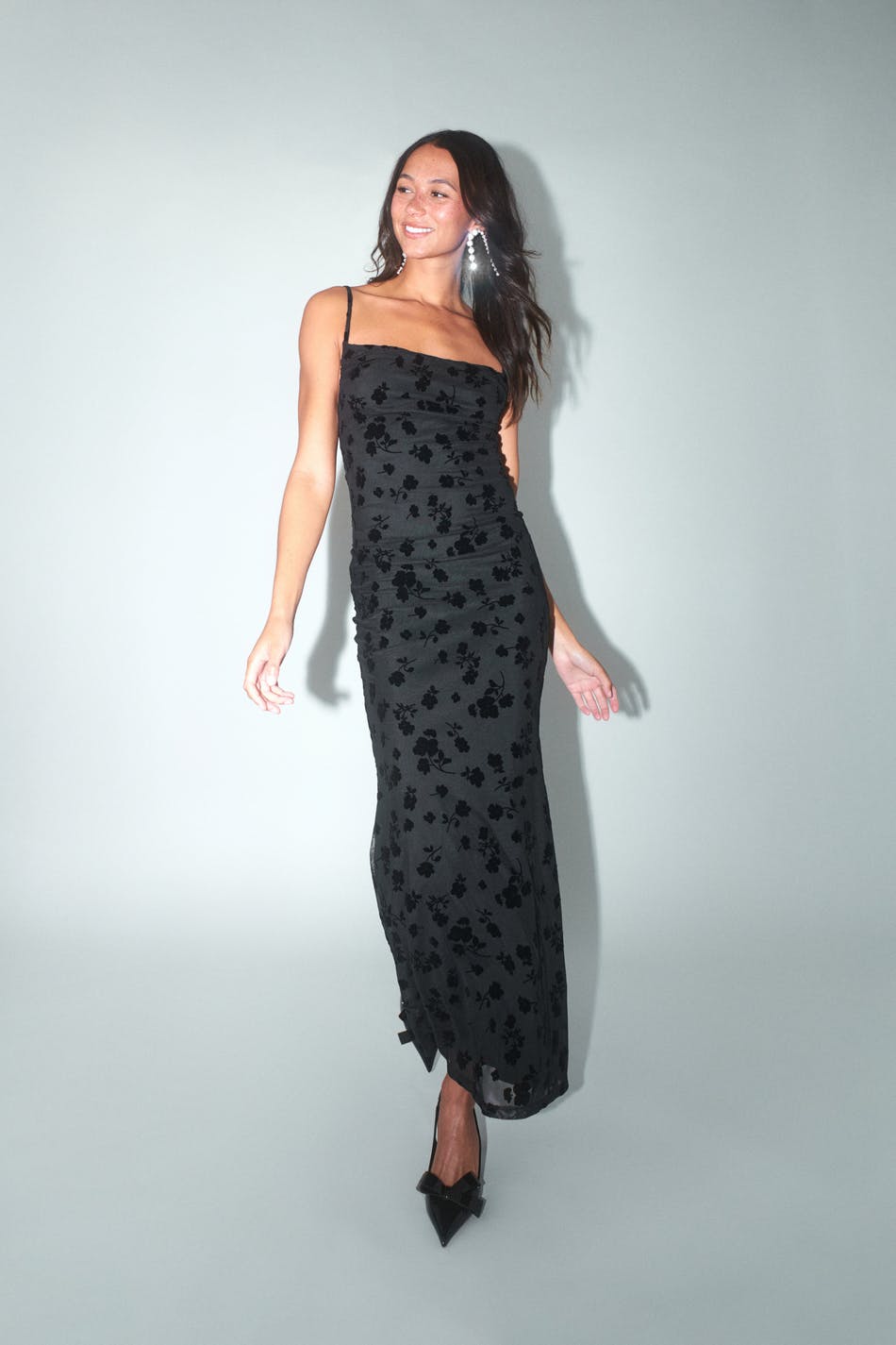 Burnout cowl neck dress