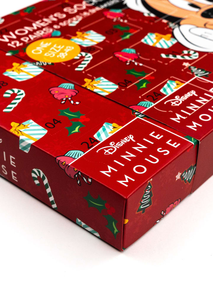 MINNIE MOUSE Disney Minnie Mouse Socken Adventskalender mit 12 Paar in Mehrfarbig günstig kaufen 38-42