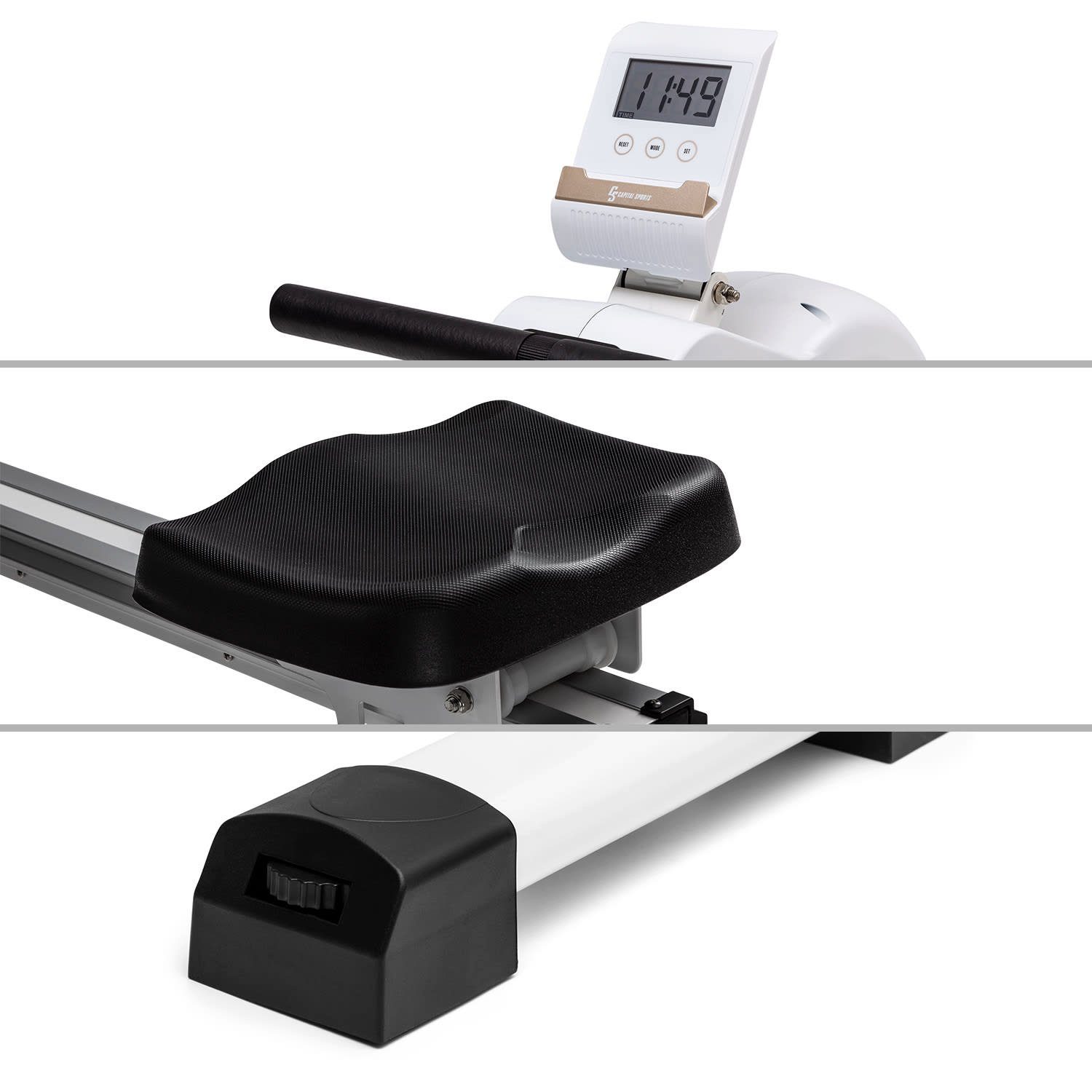 Capital Sports Rudermaschine Stream M1 Magnetrudergerät 105cm LC-Display 8 Stufen Aluminium, Rudergerät für Zuhause Sport Rowing Machine Fitnessgerät Sportgerät Trainingsgerät