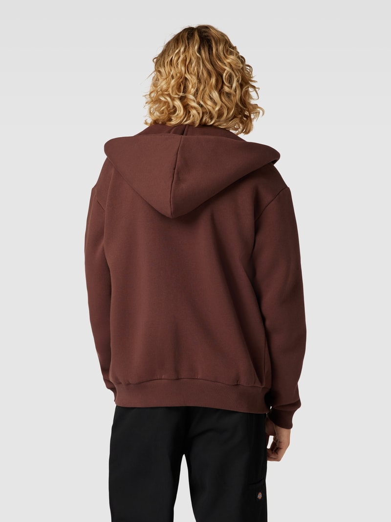 Sweatjacke mit Kapuze in dunkelbraun