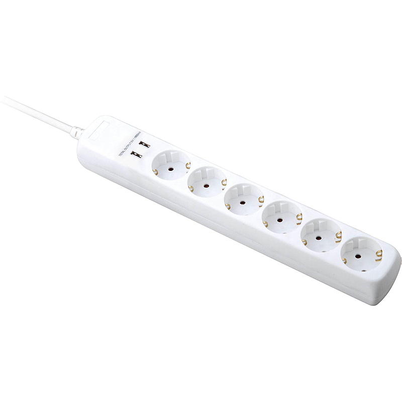 Energy Forgrener 6-veis m/USB 1,5 m Energy