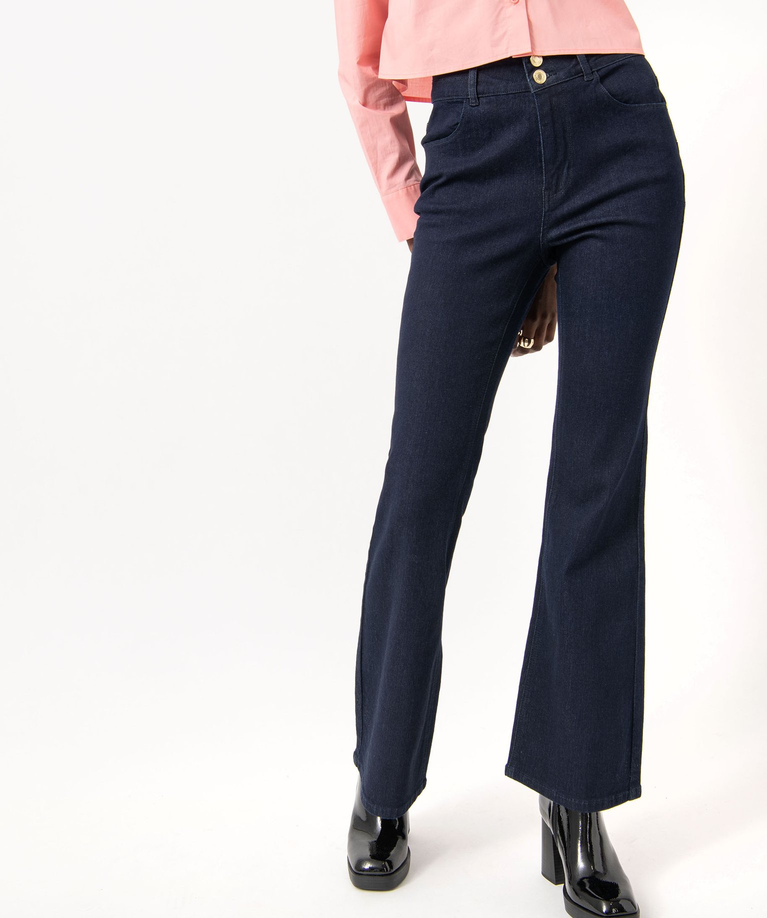 Jean Bootcut taille haute effet push-up femme brut | GEMO