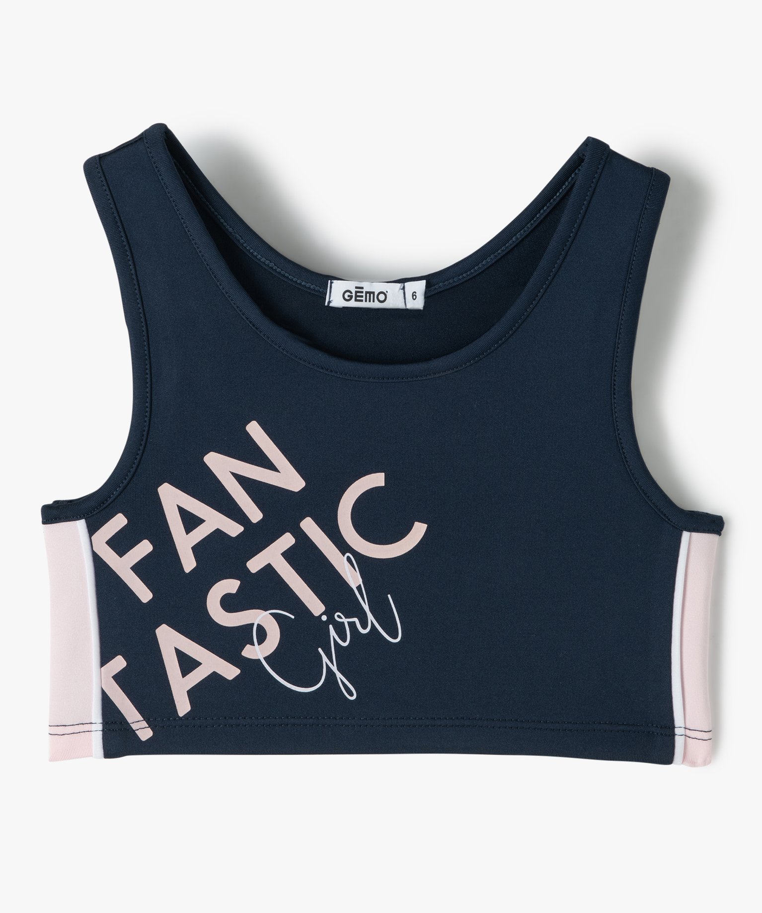 Débardeur de sport fille forme brassière marine | GEMO