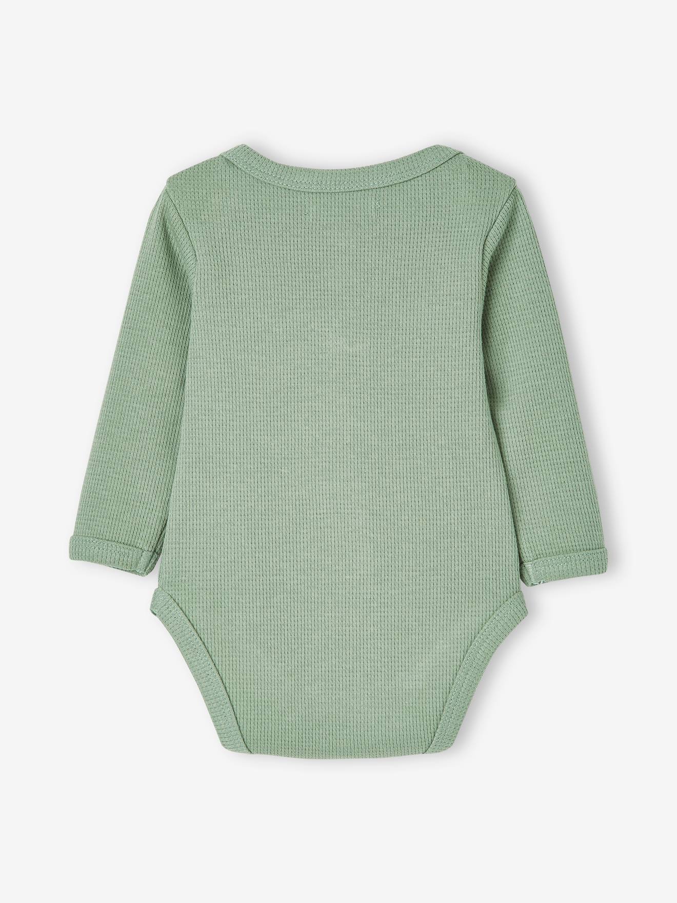 Lot de 2 bodies manches longues bébé maille nid d'abeille bleu nuit