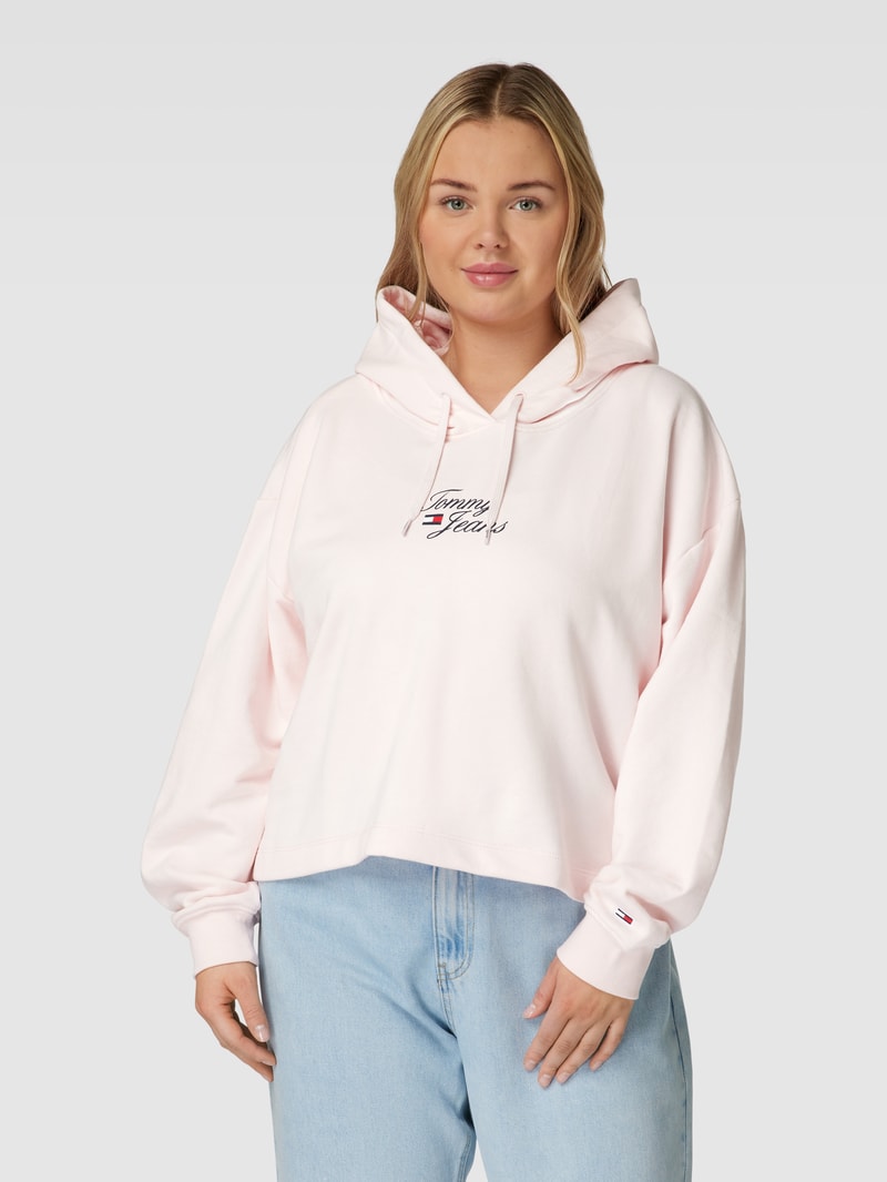 PLUS SIZE Hoodie mit Label-Stitching Modell 'ESSENTIAL' in hellrosa