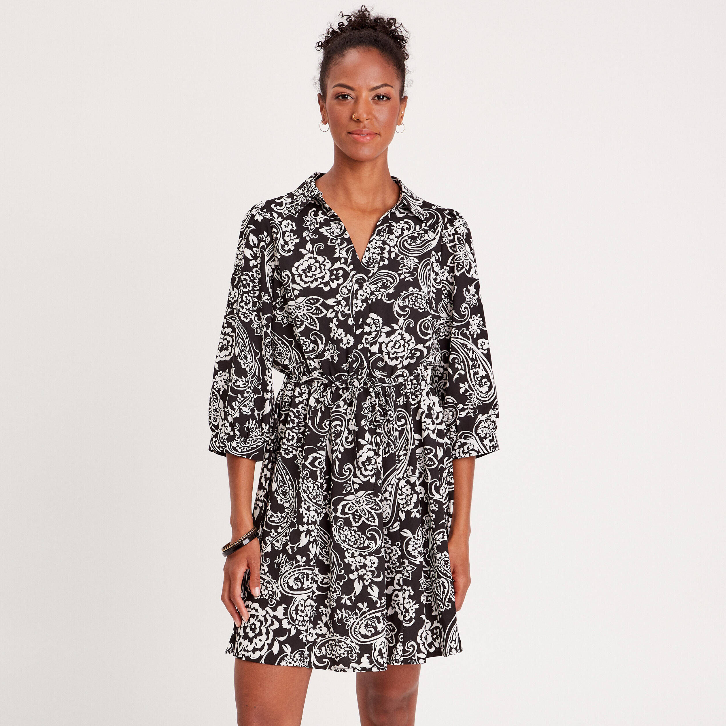 Robe patineuse manches 3/4 noir femme | Cache Cache