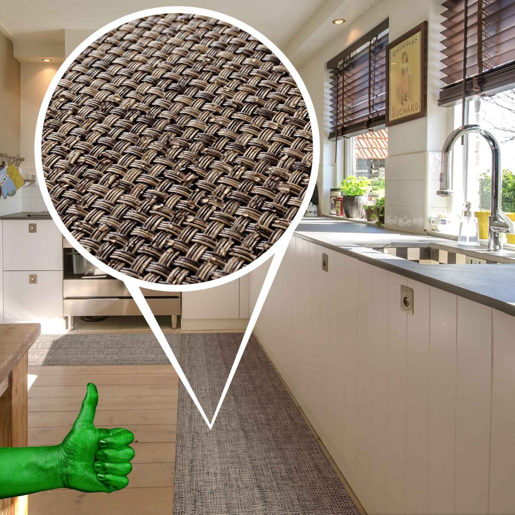 Küchenläufer Outdoorläufer Teppich Läufermatte TATAMI Rattan Robust Wasserabweisen, ANRO, Rechteckig, Höhe: 3 mm, Rattanoptik
