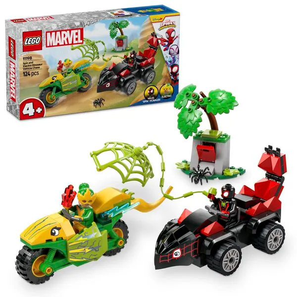 LEGO Marvel 11198 Vrtenje in elektro lov z dinozavrskimi vozili