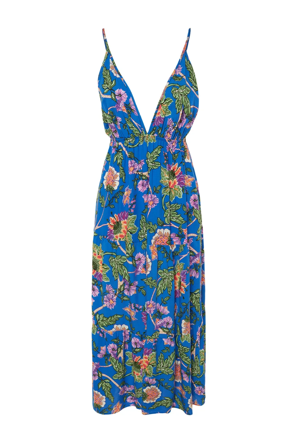 Trendyol Collection  Gewebtes Maxi-Strandkleid zum Binden mit Blumenmuster TBESS23EL00146