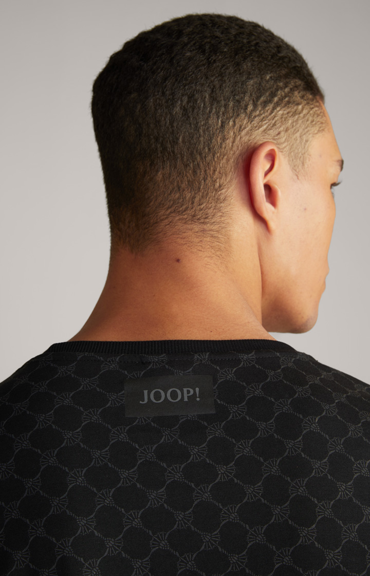 Loungewear Longsleeve in Schwarz gemustert