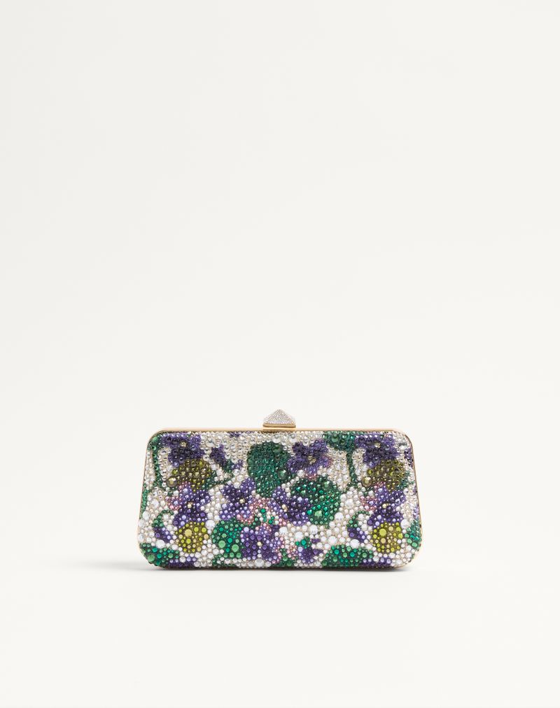 Carry Secrets Minaudiere med blomstermotiv af rhinsten
