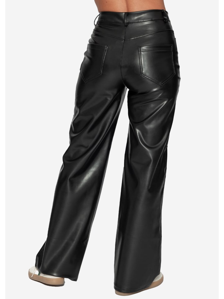 SASSYCLASSY Straight-Fit Thermo Hose aus Kunstleder in Schwarz günstig kaufen