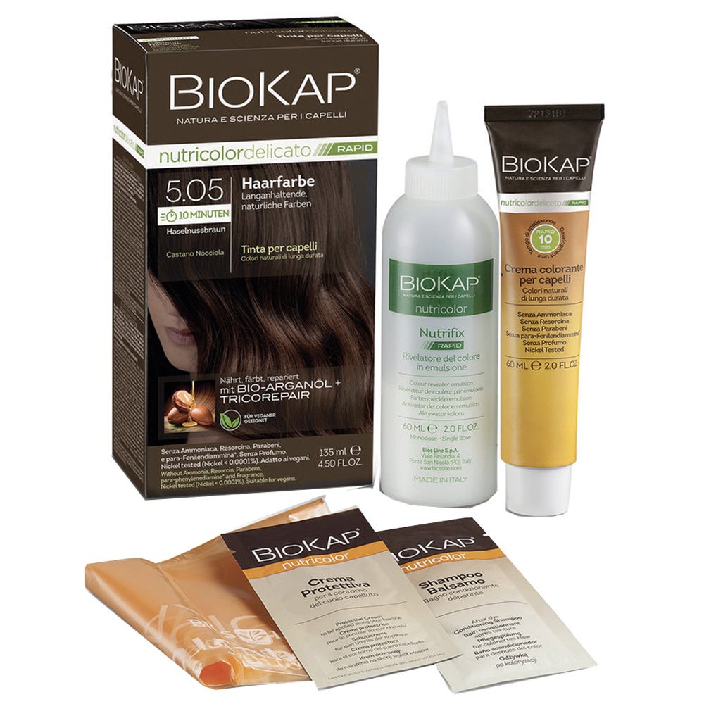 BIOKAP Haarfarbe Nutricolor Delicato Rapid Haselnussbraun 5.05 135 ml