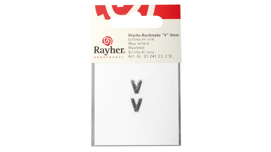 Rayher Wachsbuchstaben -V- silber 9mm 2Stück