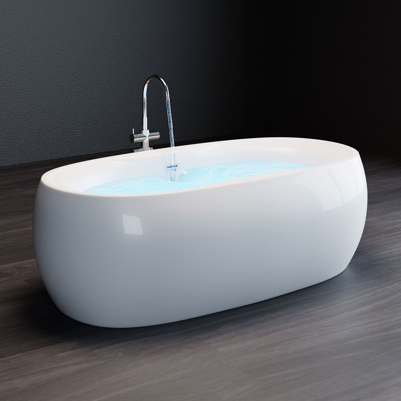 TroniTechnik Freistehende Badewanne Acrylbadewanne Standbadewanne Dokos 180cm x 100cm x 60cm