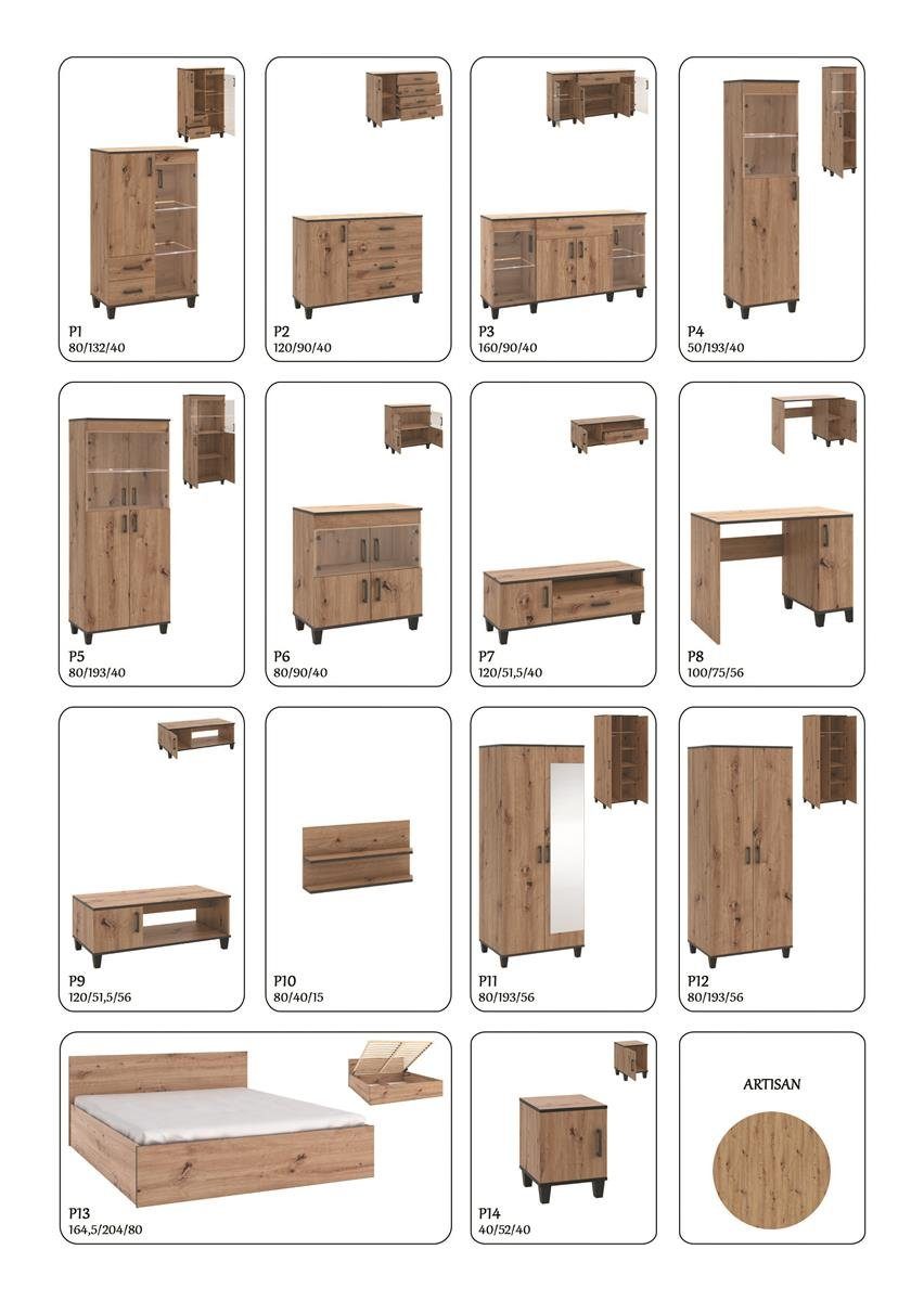 Beautysofa Stauraumschrank P12 (Holzbeine, Zweitüren Schränke) Schrank mit Kleiderstange und Einlegeböden