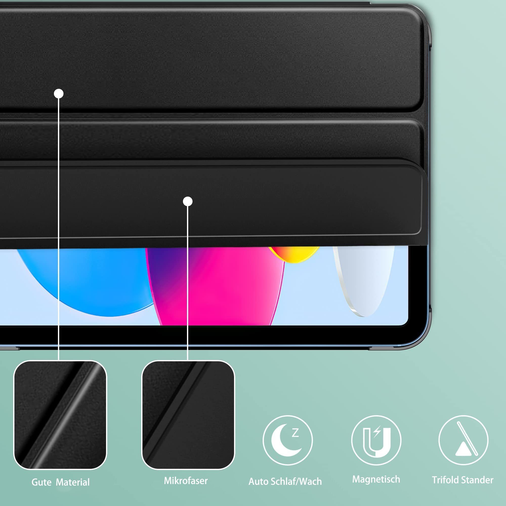 Mutoy Tablet-Hülle Hülle für iPad 10. Generation 10,9 Zoll, Trifold Ständer Schutzhülle mit Stifthalter,Modische Praktische Smart Auto Schlaf/Wach Funktion, Standfunktion Schutzhülle Cover Case Kompatibel mit iPad 10. Gen 2022