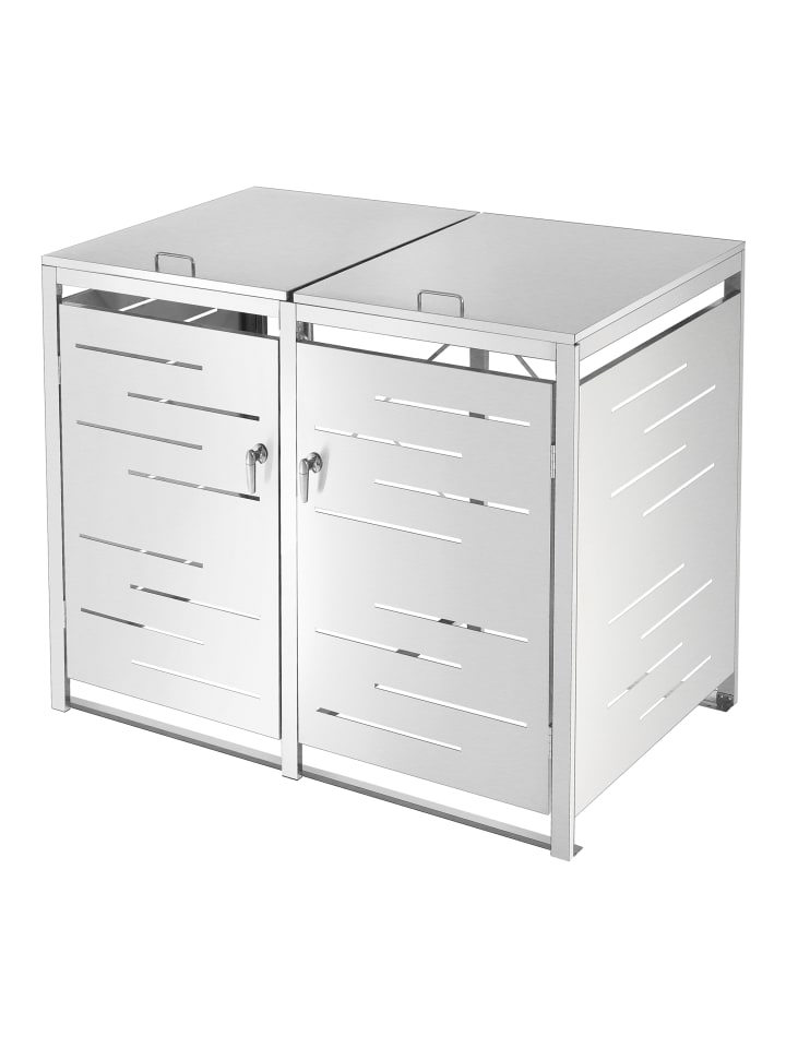 en.casa Mülltonnen Box Fahrenwalde für 2 Tonnen in Silber (B)132cm günstig kaufen onesize