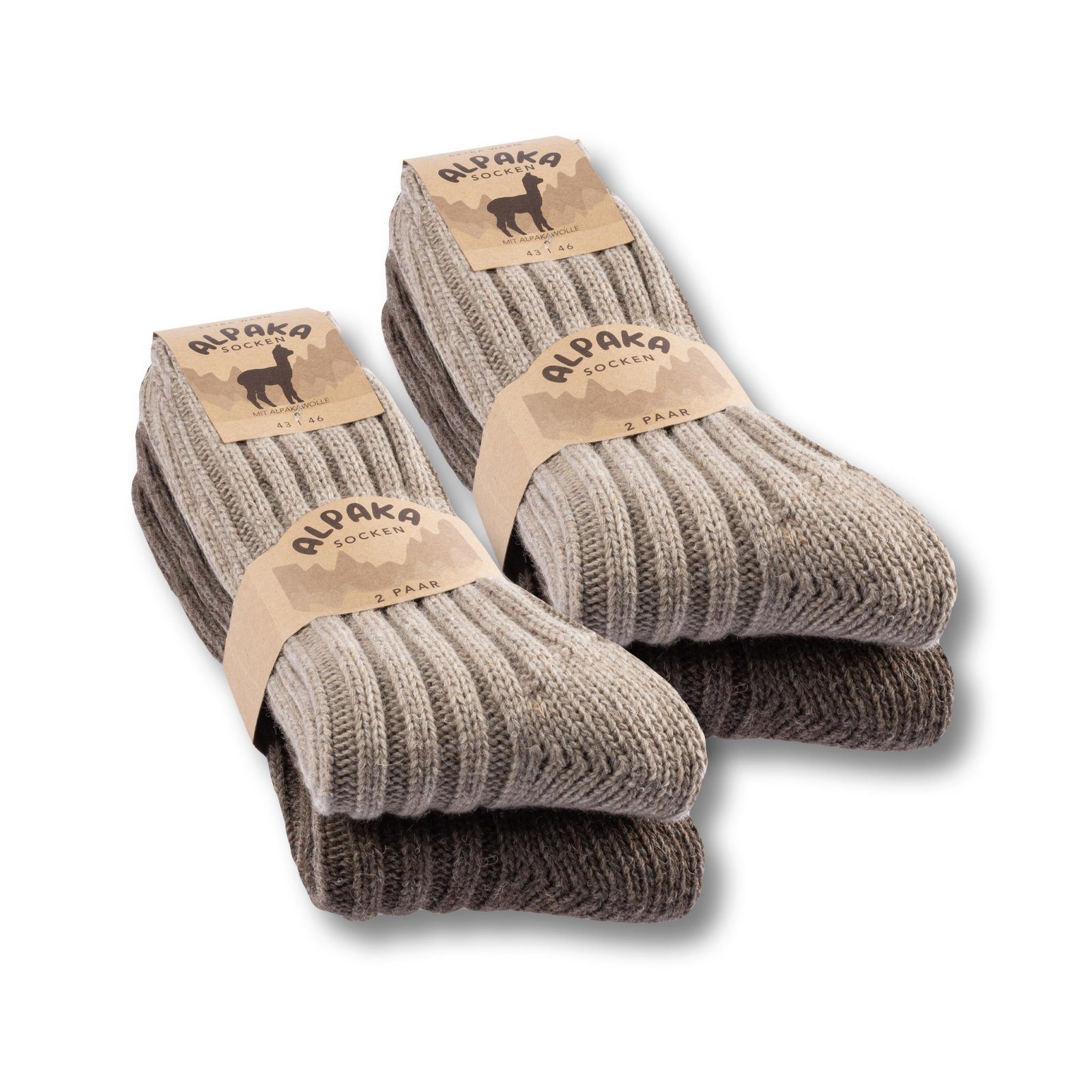 sockenkauf24 Norwegersocken 4 Paar Alpaka Socken Damen & Herren Wintersocken warm mit Wolle WP