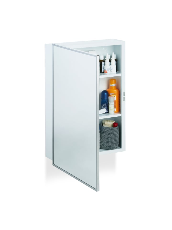 relaxdays Spiegelschrank in Weiß - (B)40,5 x (H)56 x (T)12,5 cm günstig kaufen onesize