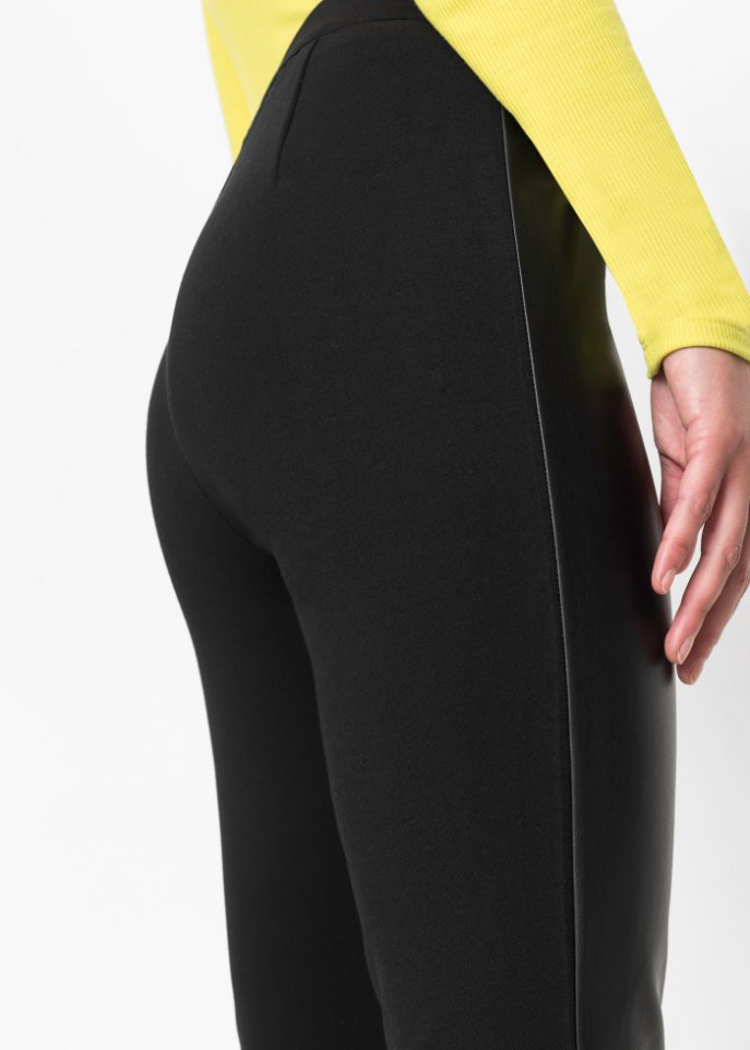 Lederimitat-Leggings mit Materialmix