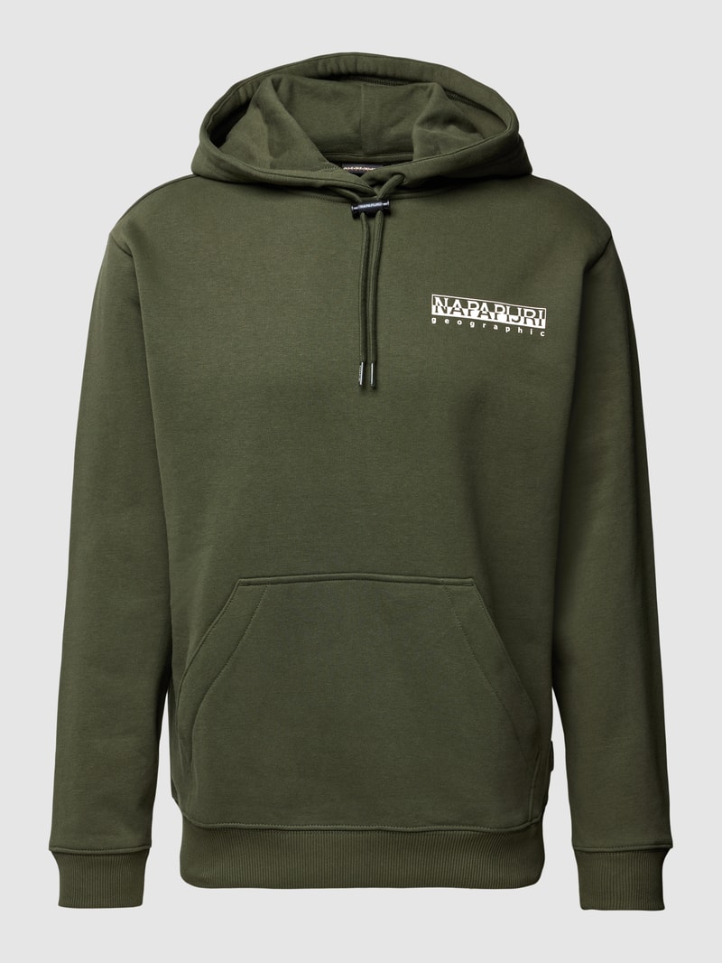 Hoodie mit Label-Print in olivgrün