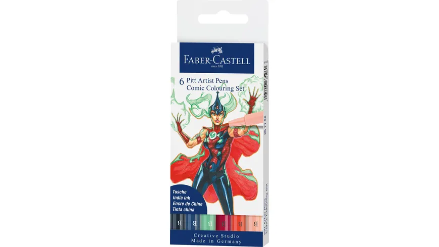 FABER-CASTELL Tuschestift Pitt Artist Pen Comic 6er Set