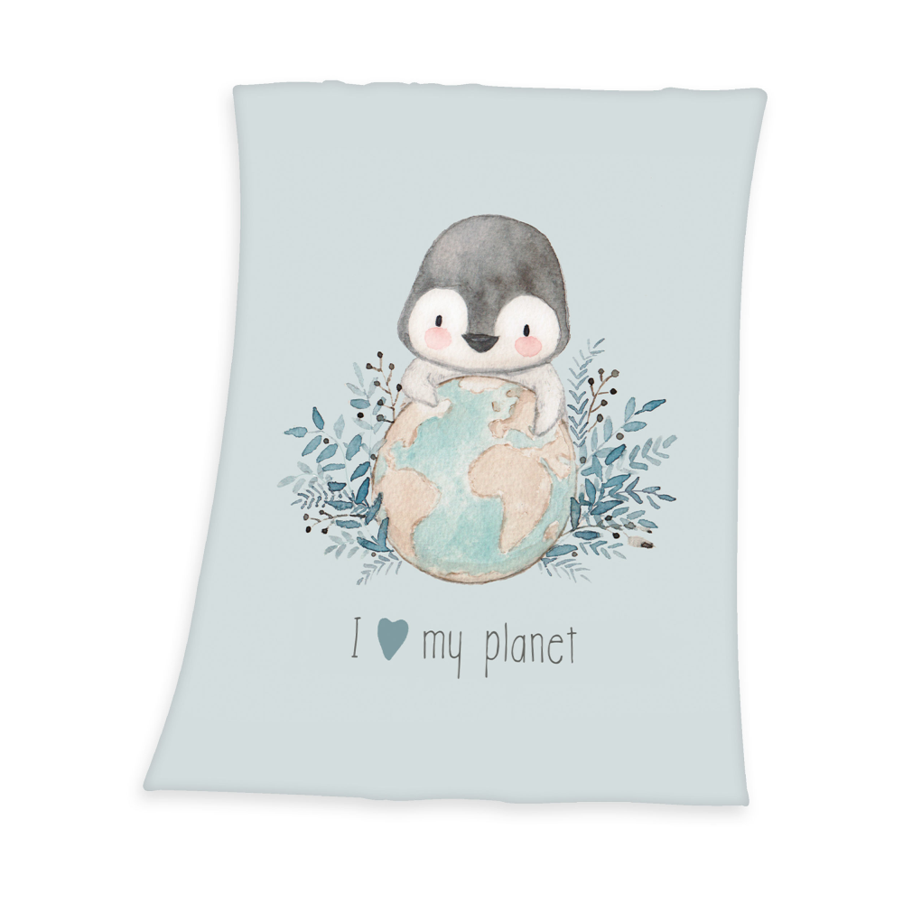 Decke I love my planet creme/petrol
