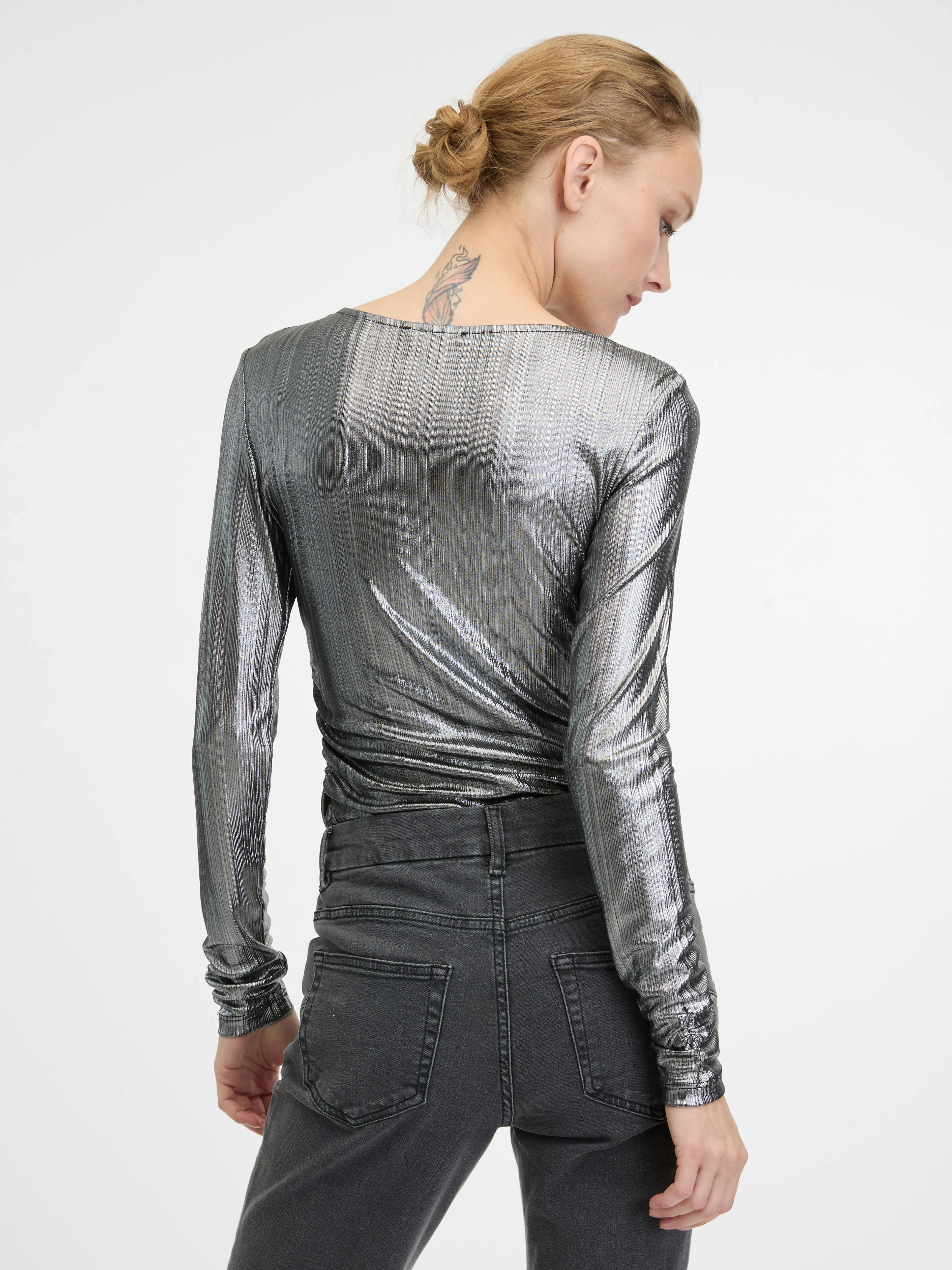 Silbernes Damen-Langarm-T-Shirt ORSAY