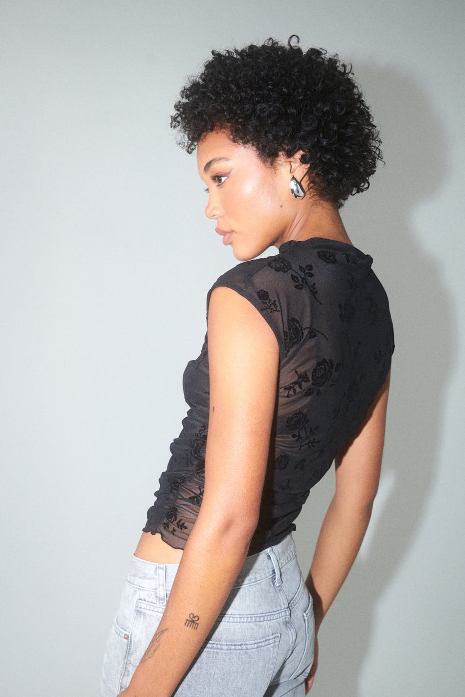 Burnout funnel neck top